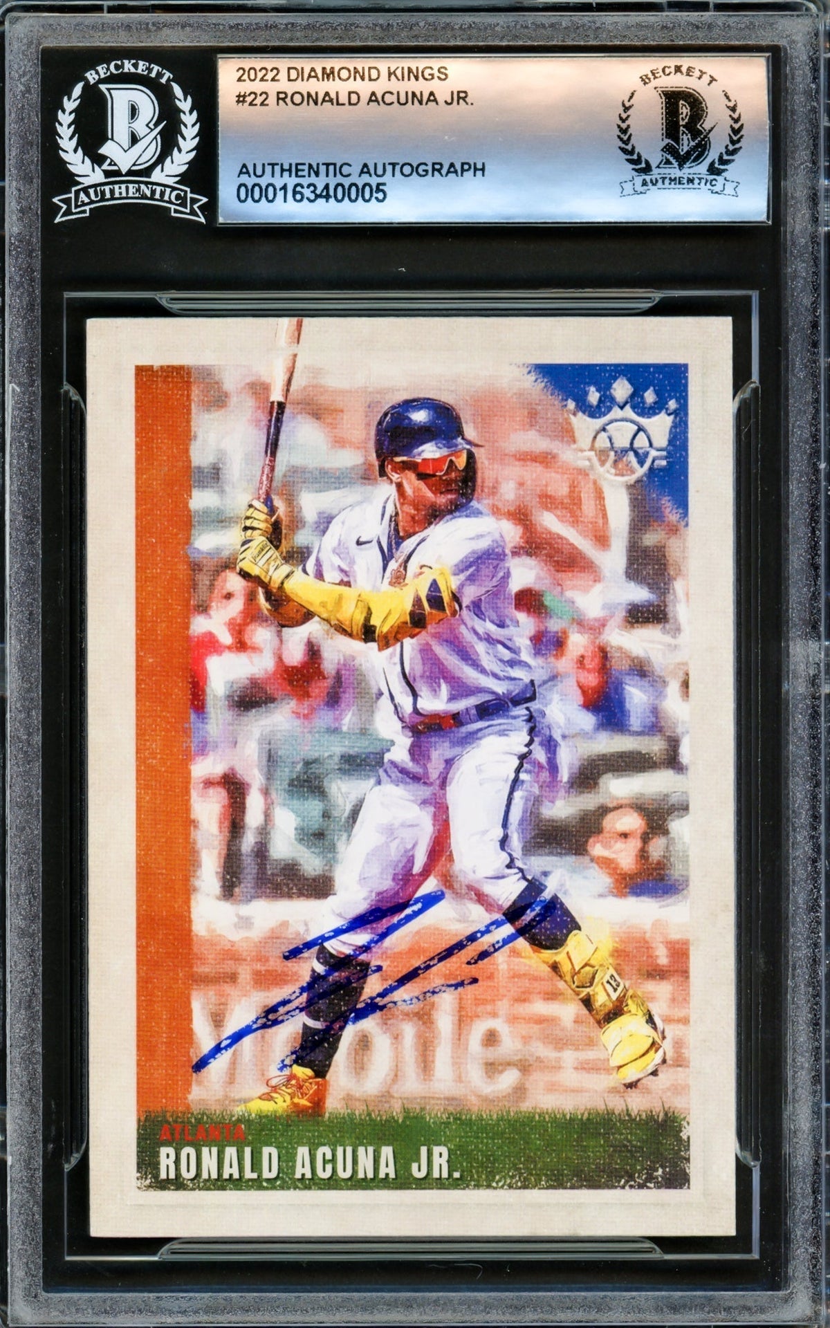 Ronald Acuna Autographed 2022 Diamond Kings Card #22 Atlanta Braves Beckett Bas #16340005
