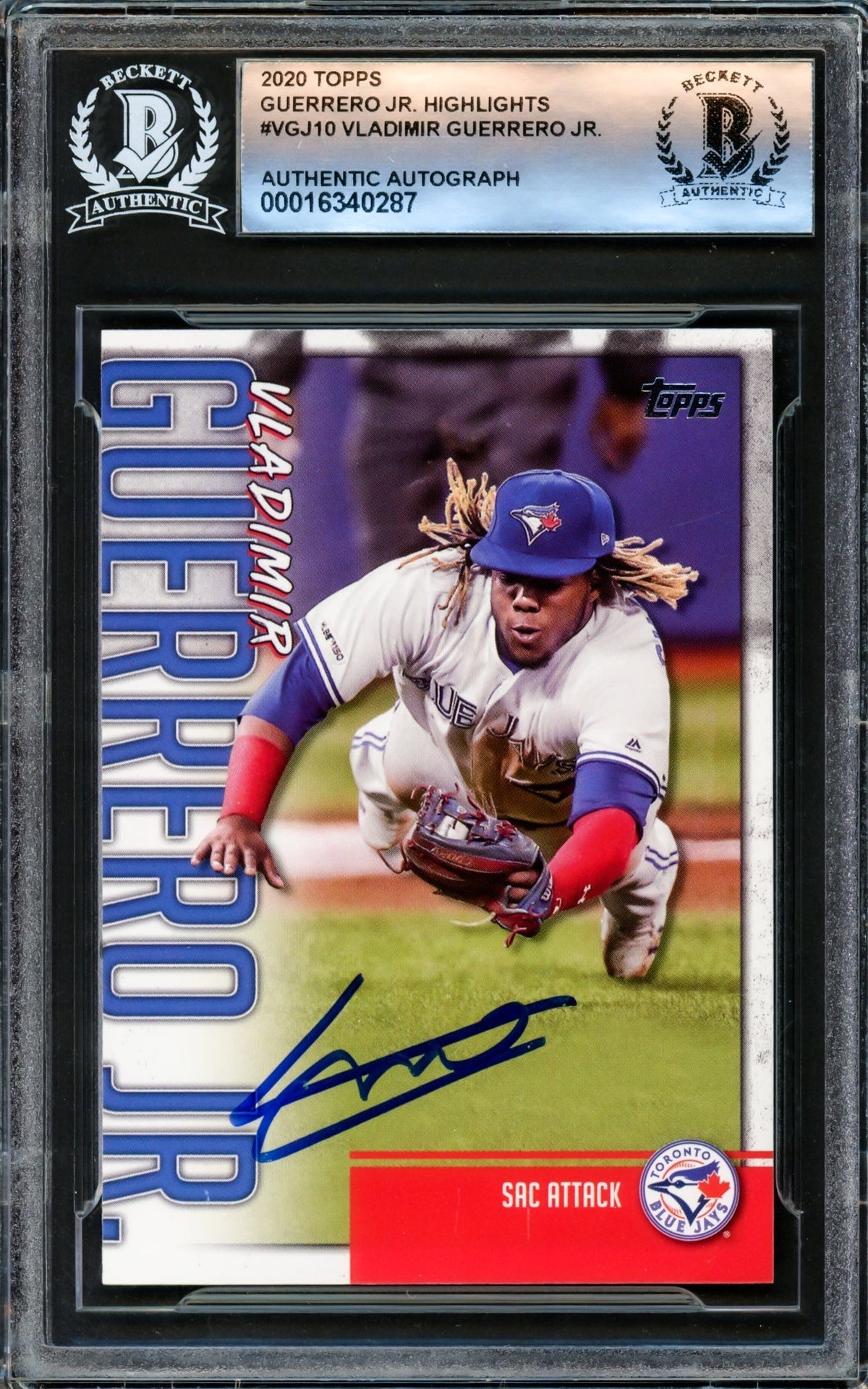 Vladimir Guerrero Jr. Autographed 2020 Topps Highlights Card #Vgj-10 Toronto Blue Jays Beckett Bas #16340287