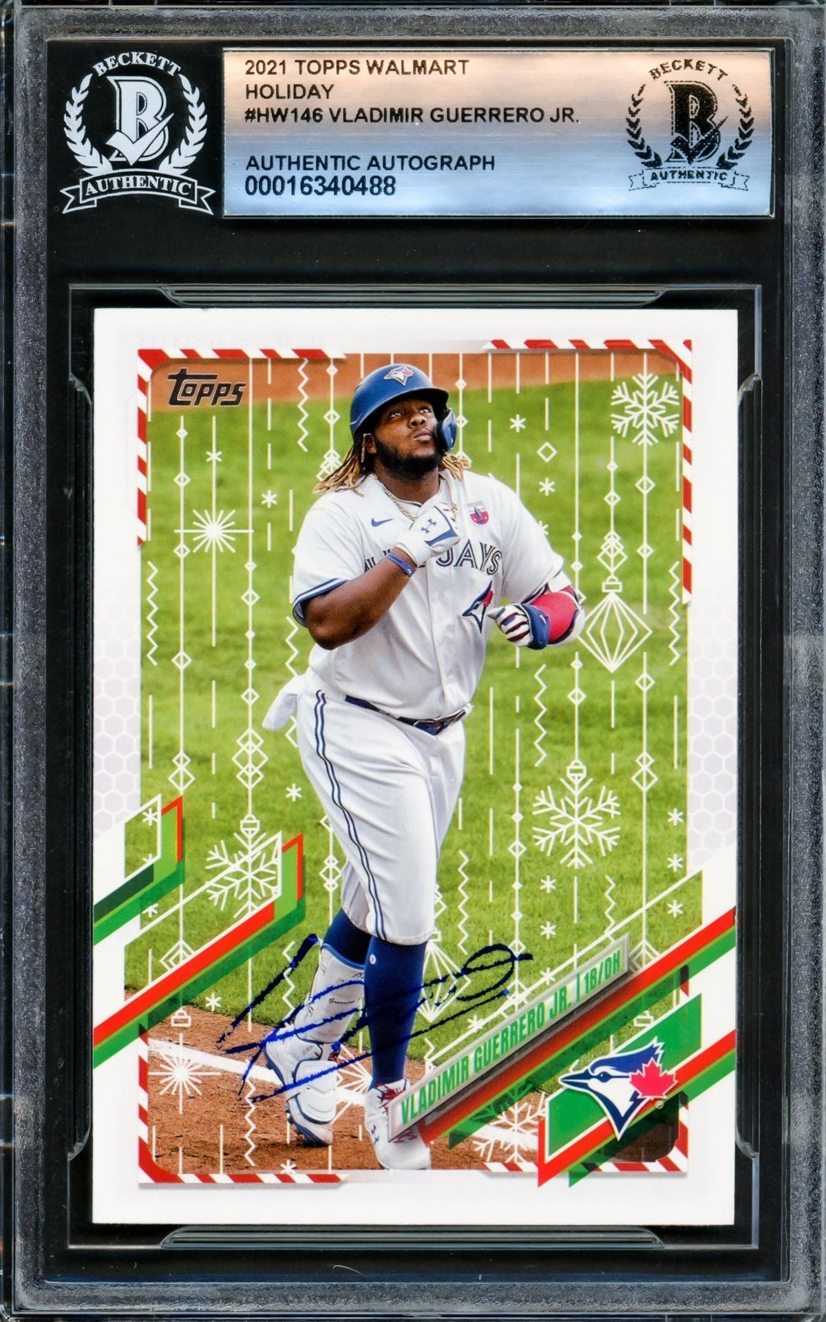 Vladimir Guerrero Jr. Autographed 2021 Topps Holiday Card #Hw146 Toronto Blue Jays Beckett Bas #16340488