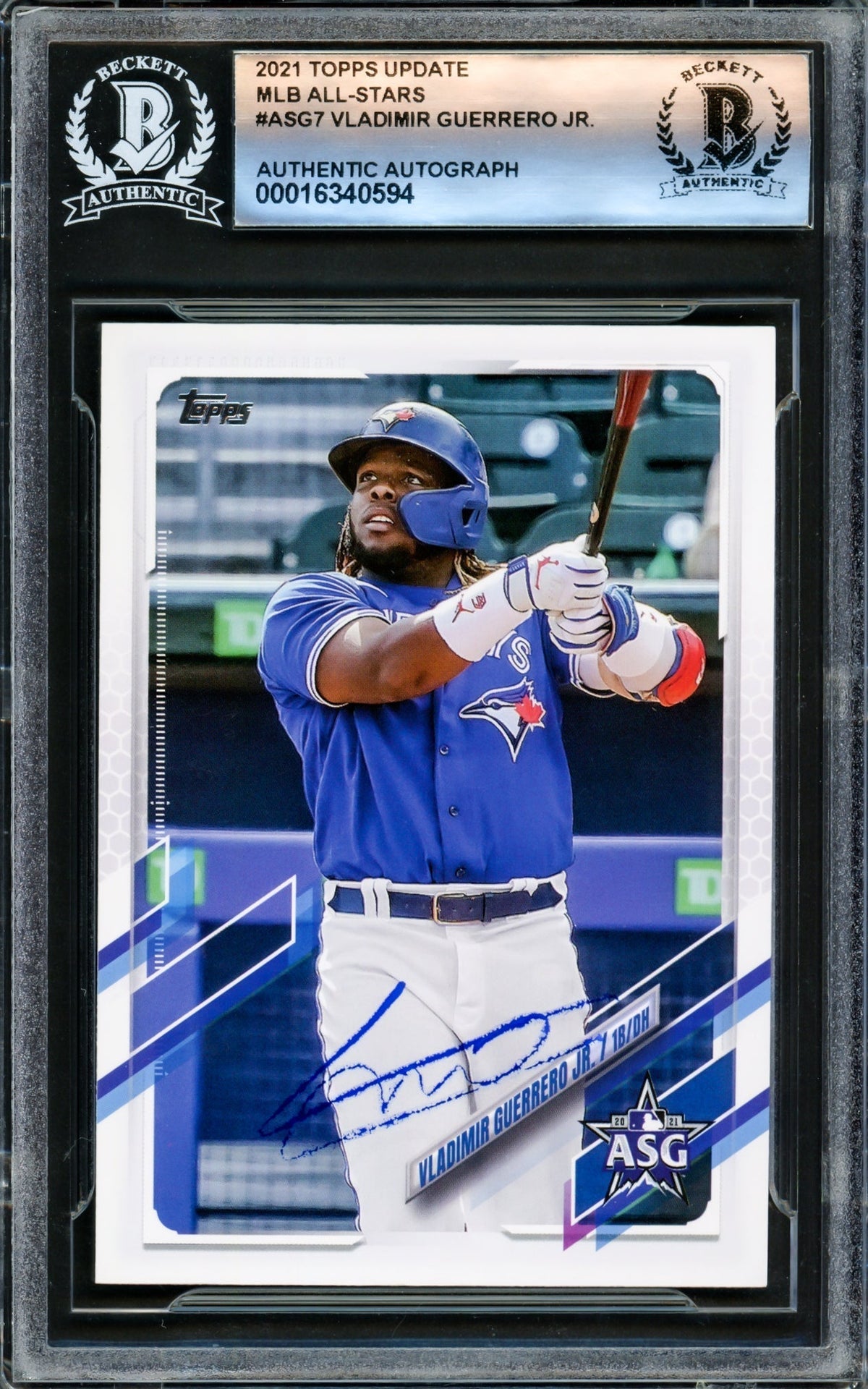 Vladimir Guerrero Jr. Autographed 2021 Topps Card #Asg-7 Toronto Blue Jays Beckett Bas #16340594