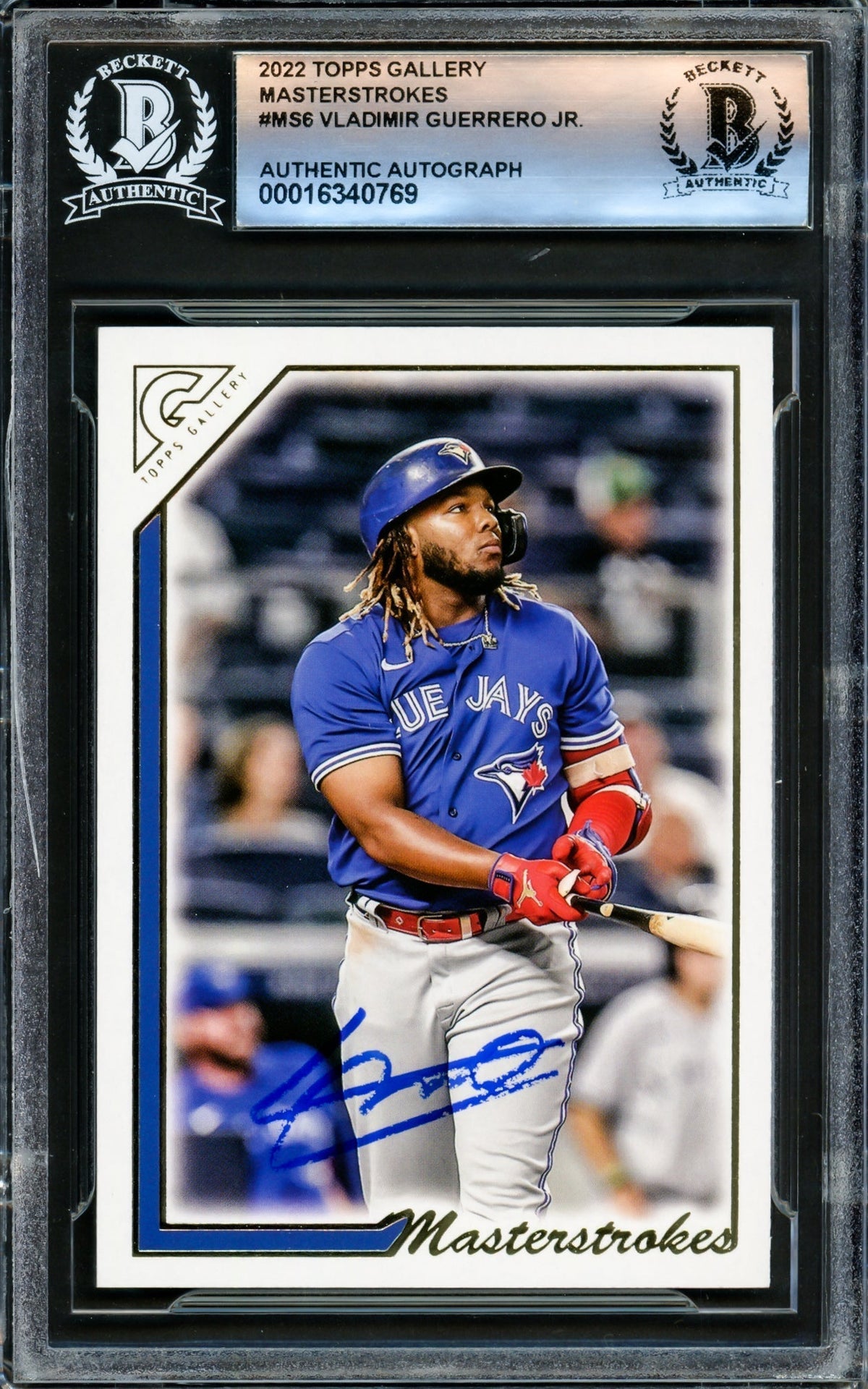 Vladimir Guerrero Jr. Autographed 2022 Topps Gallery Masterstrokes Card #Ms-6 Toronto Blue Jays Beckett Bas #16340769