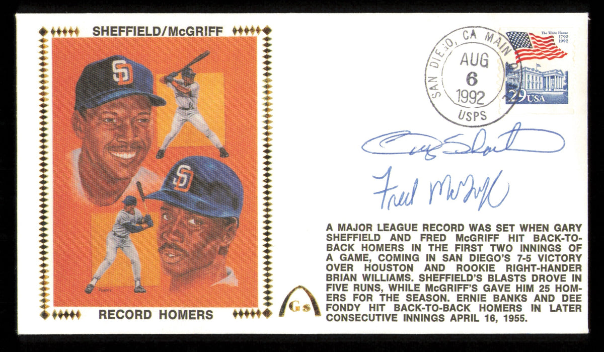Fred Mcgriff & Gary Sheffield Autographed 1992 First Day Cover San Diego Padres