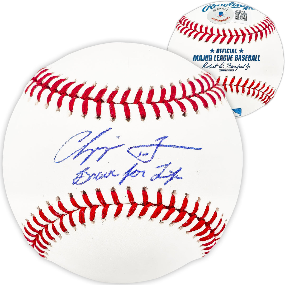Chipper Jones Autographed Official MLB Baseball Atlanta Braves "Braves For Life" Beckett Bas Qr