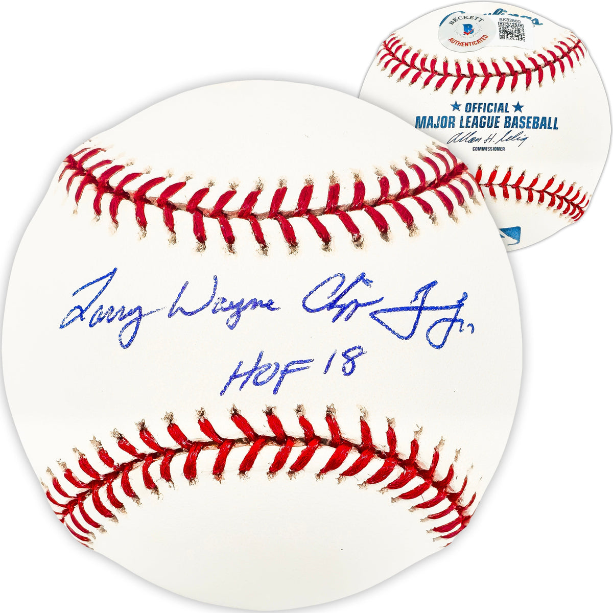Chipper Jones Autographed Official MLB Baseball Atlanta Braves Full Name Signature "Hof 18" Beckett Bas Qr
