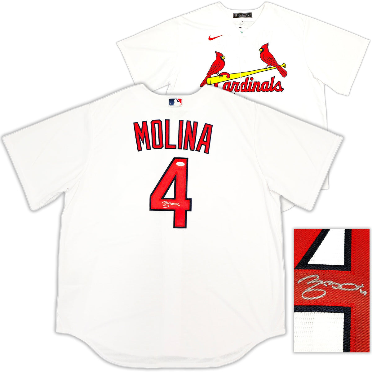 St. Louis Cardinals Yadier Molina Autographed White Nike Jersey Size Xl Jsa