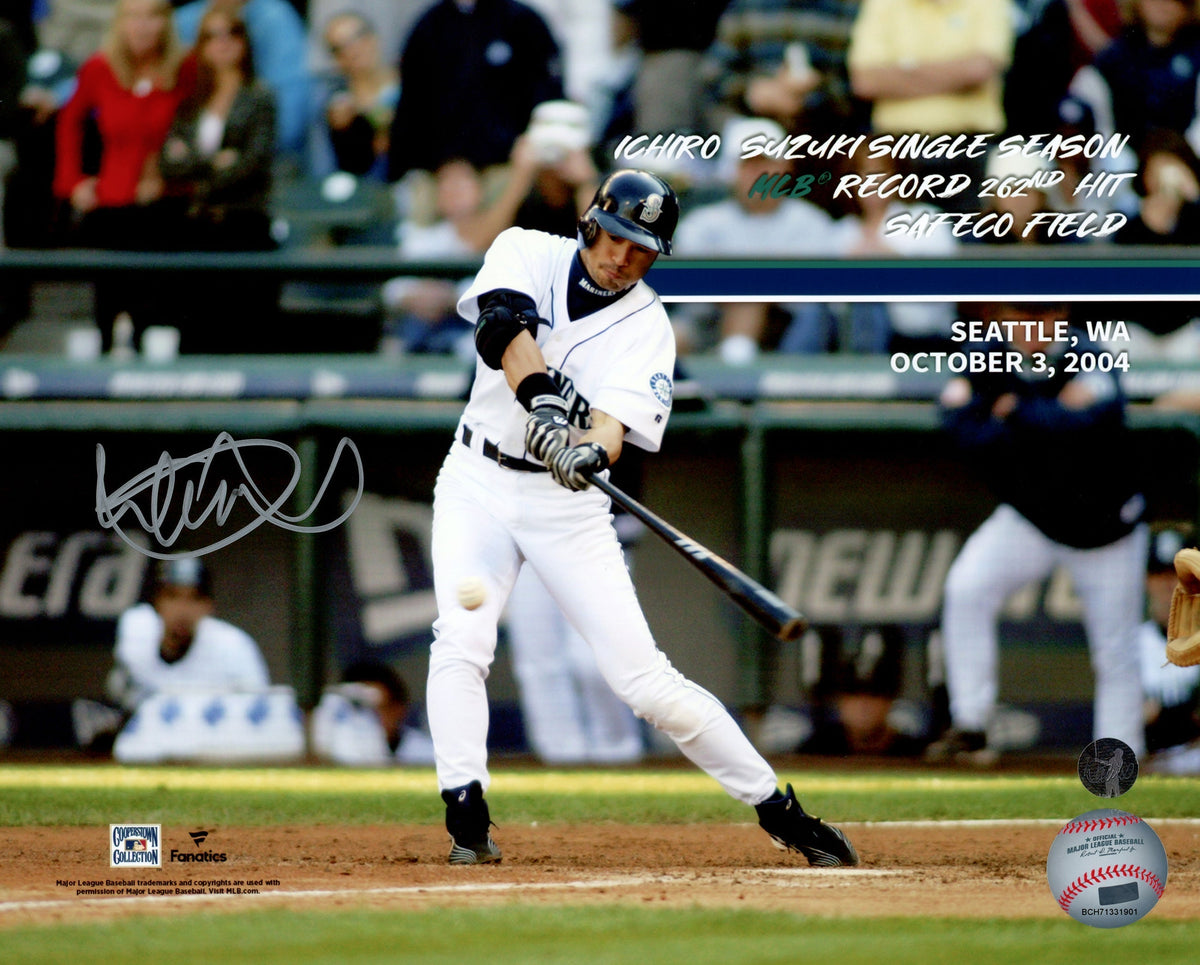 Ichiro Suzuki Autographed 8X10 Photo Seattle Mariners 262 Hit MLB Hit Record Is Holo Stock #212170