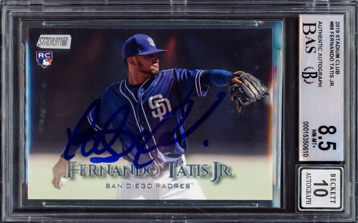 Fernando Tatis Jr. Autographed 2019 Topps Stadium Rookie Card #88 San Diego Padres BGS 8.5 Auto Grade Gem Mint 10 Beckett Bas #15350610