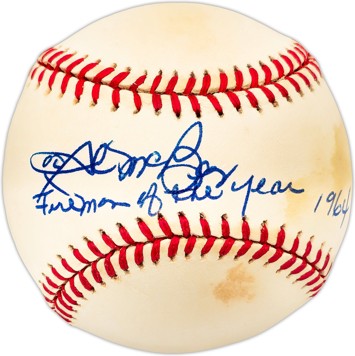 Al Mcbean Autographed Official Nl Baseball Pittsburgh Pirates "Fireman Of The Year 1964" Beckett Bas Qr #Bl93610