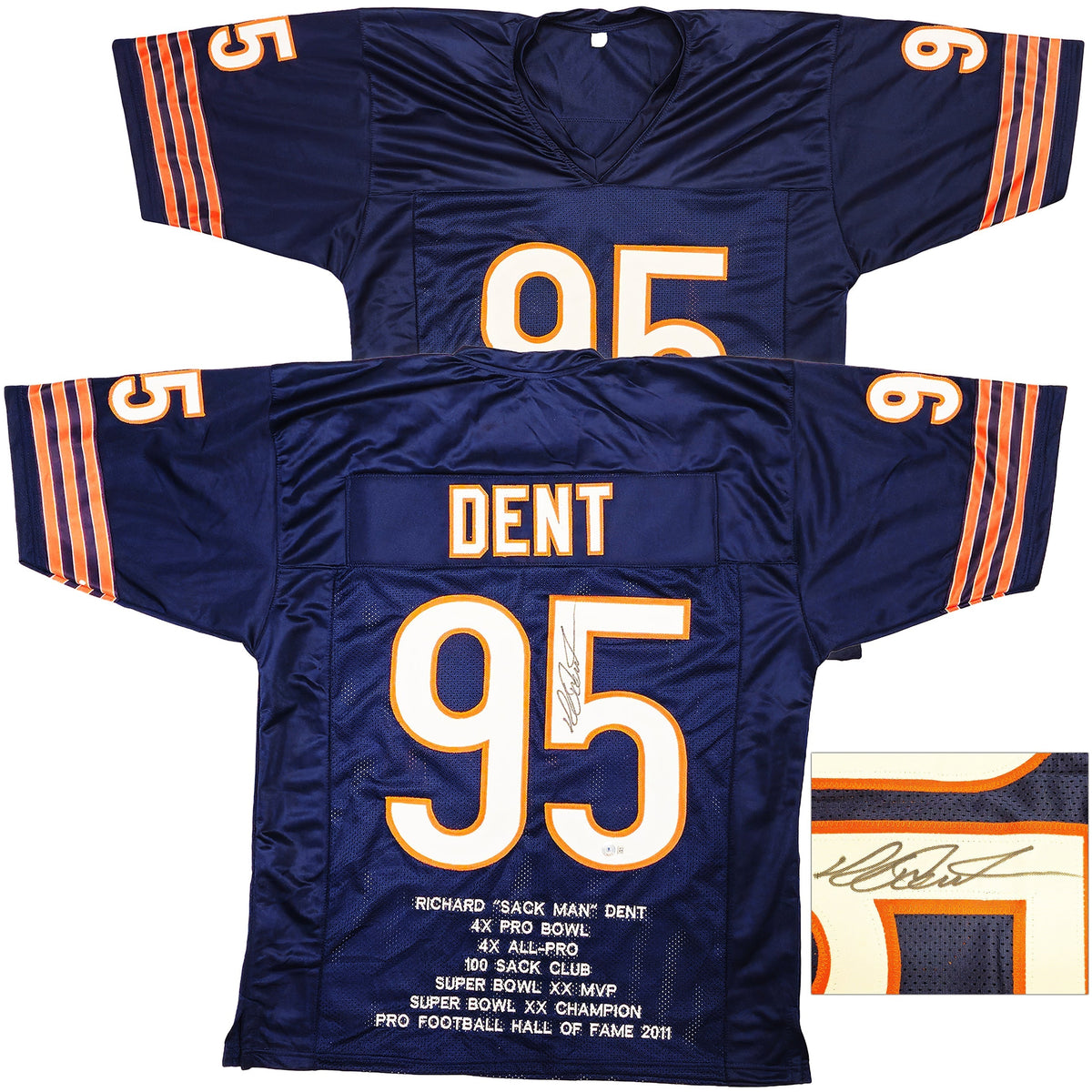 Chicago Bears Richard Dent Autographed Dark Blue Jersey With Stats Beckett Bas Witness