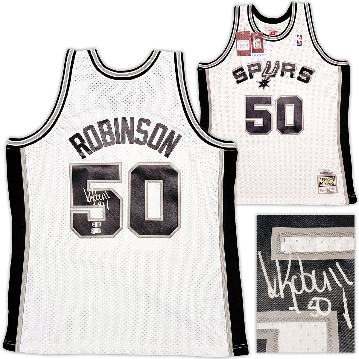 San Antonio Spurs David Robinson Autographed White Authentic Mitchell & Ness Swingman Jersey Size Xl Beckett Bas Witness Stock #212089