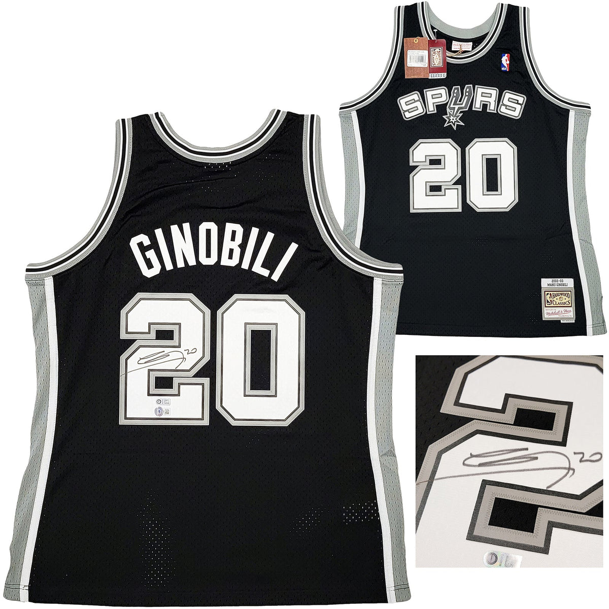 San Antonio Spurs Manu Ginobili Autographed Black Authentic Mitchell & Ness Swingman Jersey Size Xl Beckett Bas Witness Stock #211905