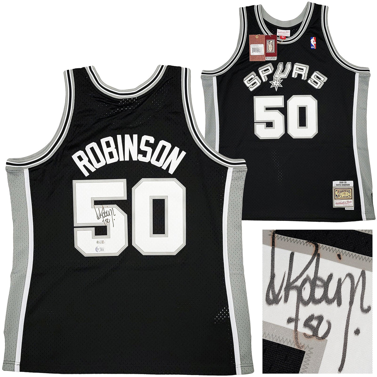 San Antonio Spurs David Robinson Autographed Black Authentic Mitchell & Ness Swingman Jersey Size Xl Beckett Bas Witness Stock #212088