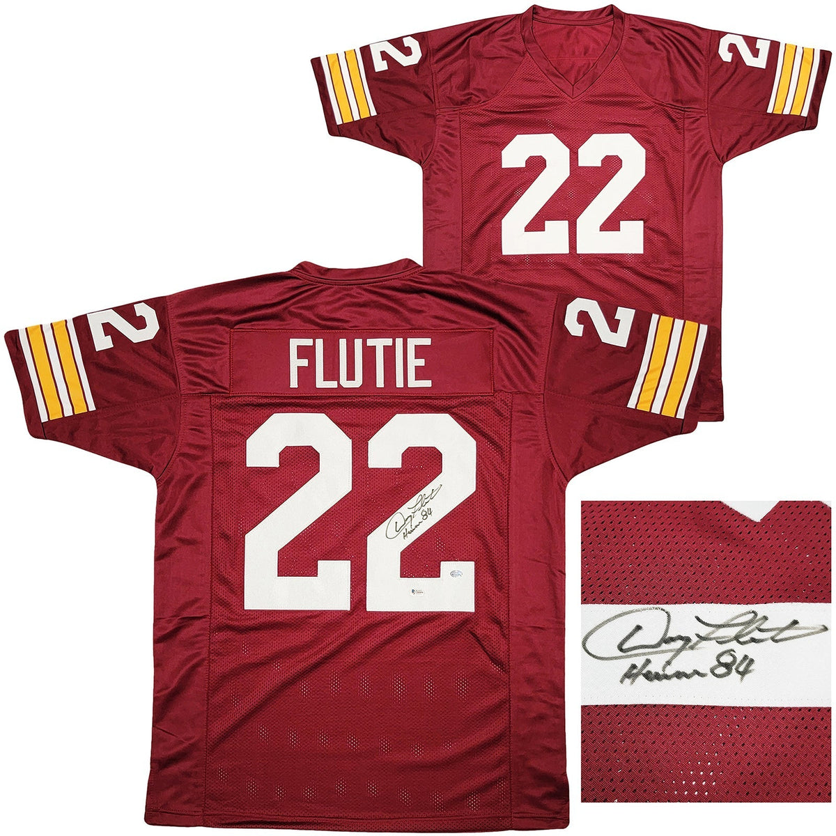 Boston College Eagles Doug Flutie Autographed Red Jersey Beckett Bas Witness Stock #211887