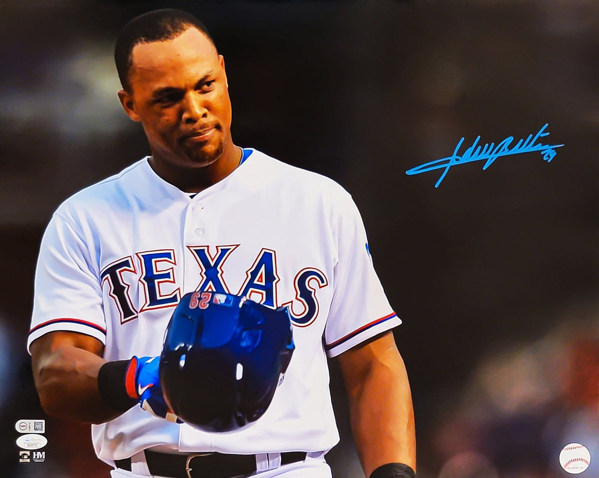 Adrian Beltre Autographed 16X20 Photo Texas Rangers Helmet Tip Jsa Stock #211893