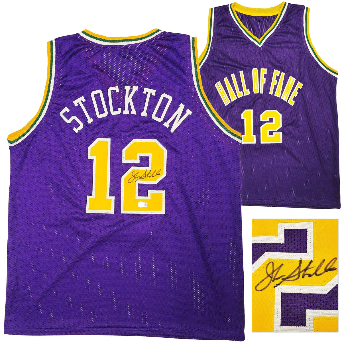 Utah Jazz John Stockton Autographed Purple Jersey Beckett Bas Witness