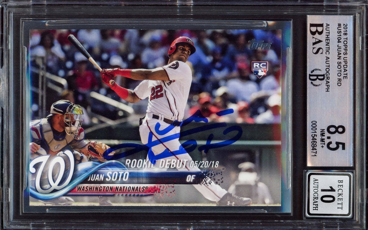 Juan Soto Autographed 2018 Topps Update Rookie Card #Us104 Washington Nationals BGS 8.5 Auto Grade Gem Mint 10 Beckett Bas Stock #213277