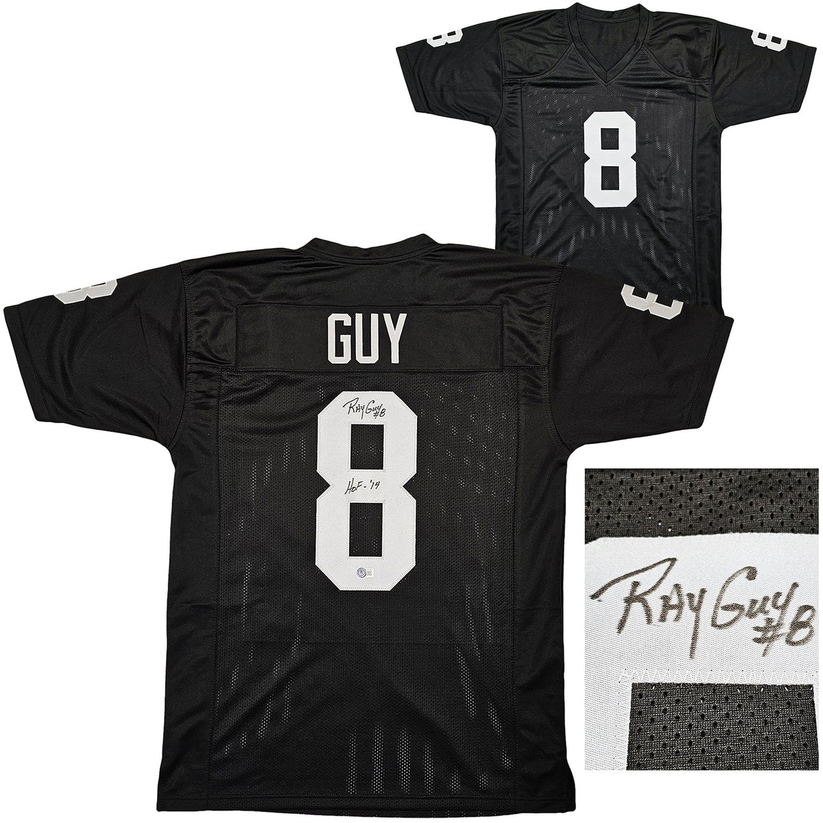 Oakland Raiders Ray Guy Autographed Black Jersey "Hof '14" Beckett Bas Qr Stock #212446