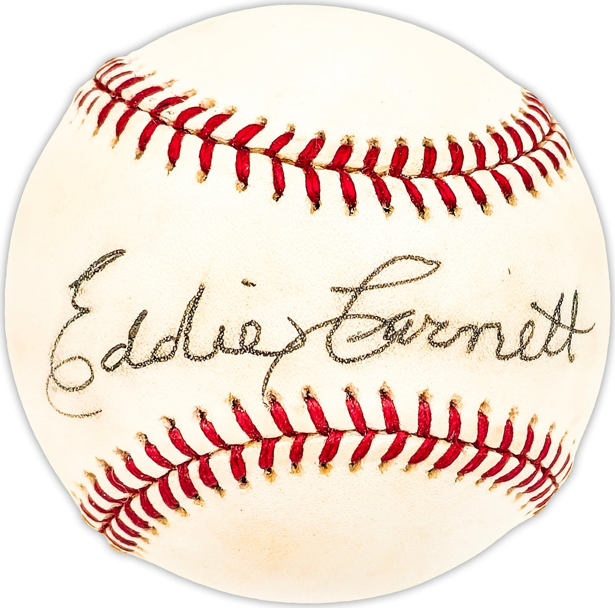 Eddie Carnett Autographed Official Al Baseball Boston Braves Beckett Bas Qr #Bm25640