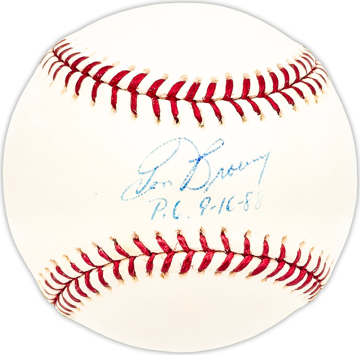 Tom Browning Autographed Official MLB Baseball Cincinnati Reds "P.G. 9-16-88" Beckett Bas Qr #Bm25709