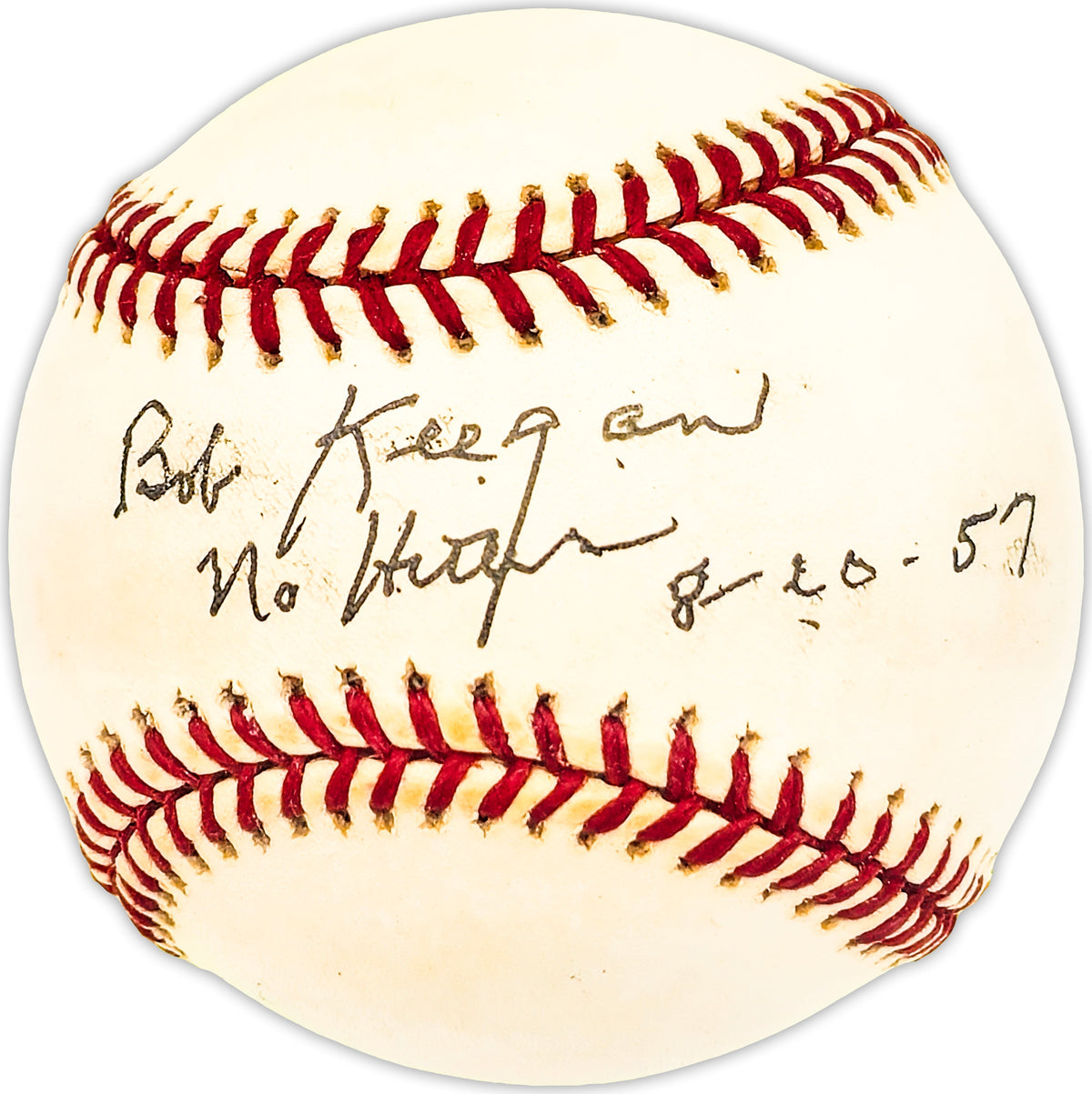 Bob Keegan Autographed Official Al Baseball Chicago White Sox "No Hitter 8-20-57" Beckett Bas Qr #Bm25759