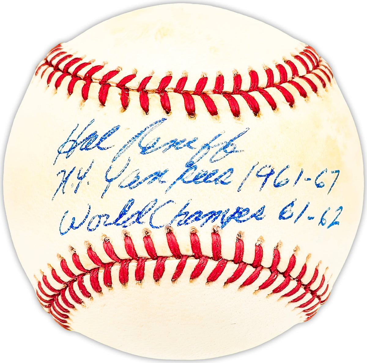 Hal Reniff Autographed Official Al Baseball New York Yankees "1961-67 World Champs 61-62" Beckett Bas Qr #Bm25391