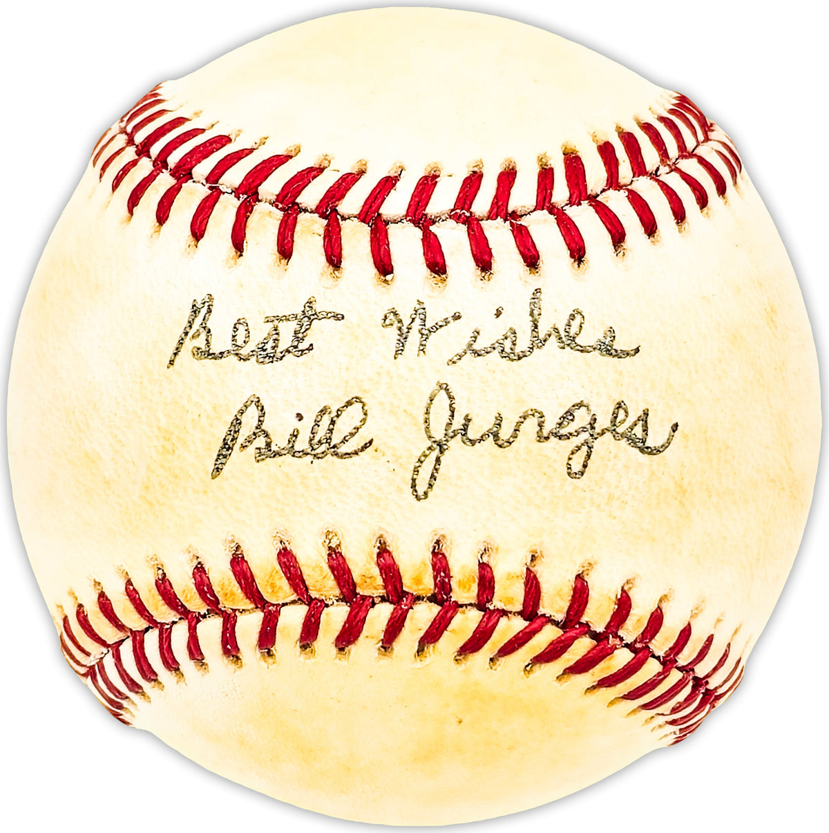 Bill Jurges Autographed Official Nl Baseball Chicago Cubs "Best Wishes" Beckett Bas Qr #Bm25471