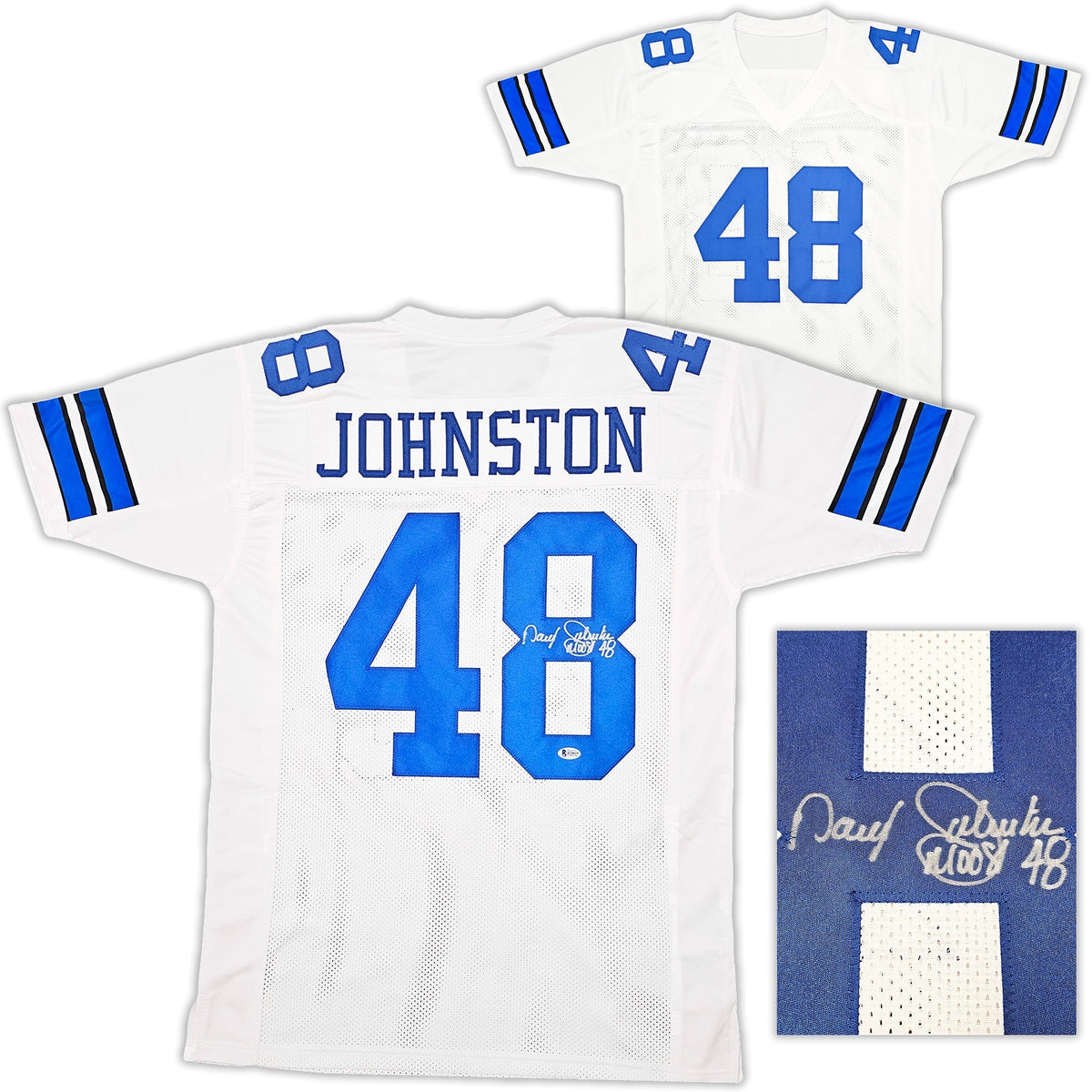 Dallas Cowboys Darryl Johnston Autographed White Jersey "Moose" Beckett Bas Stock #213036