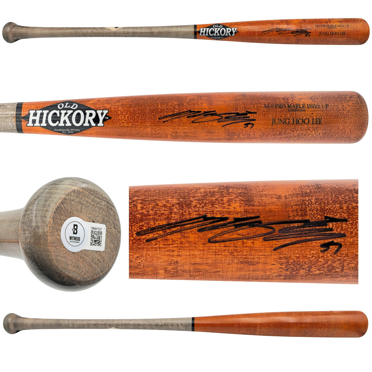 Jung Hoo Lee Autographed Orange & Gray Old Hickory Player Model Baseball Bat San Francisco Giants Beckett Bas Witness