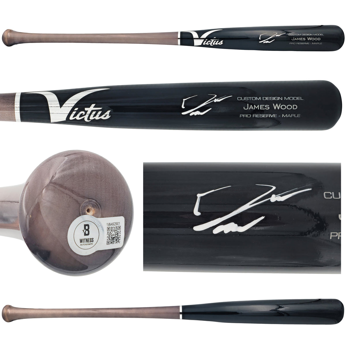 James Wood Autographed Black Victus Player Model Baseball Bat Washington Nationals Beckett Bas Witness