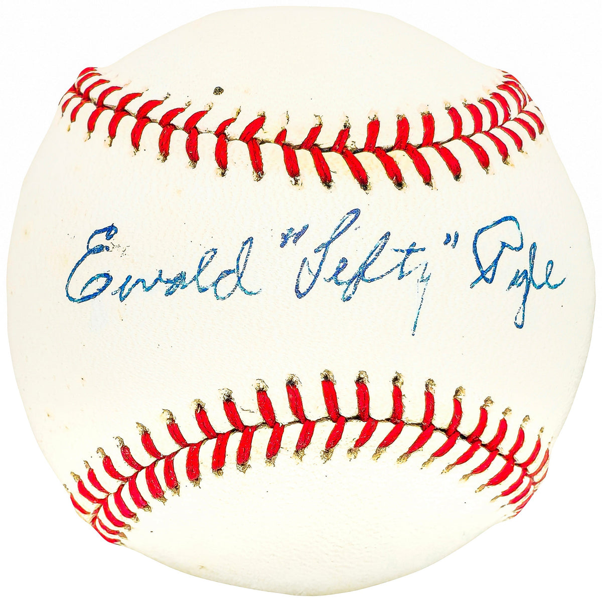 Ewald Lefty Pyle Autographed Official League Baseball Browns, Braves Vintage Signature Beckett Bas Qr #Bh039060