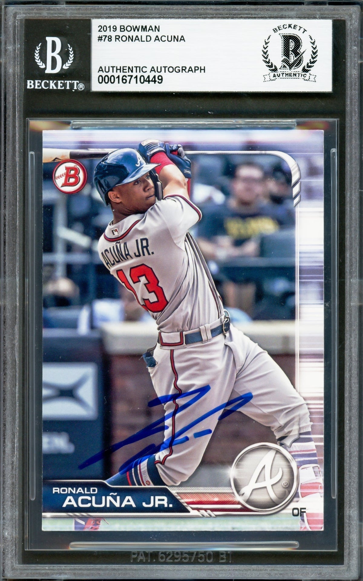 Ronald Acuna Jr. Autographed 2019 Bowman Card #78 Atlanta Braves Beckett Bas #16710449
