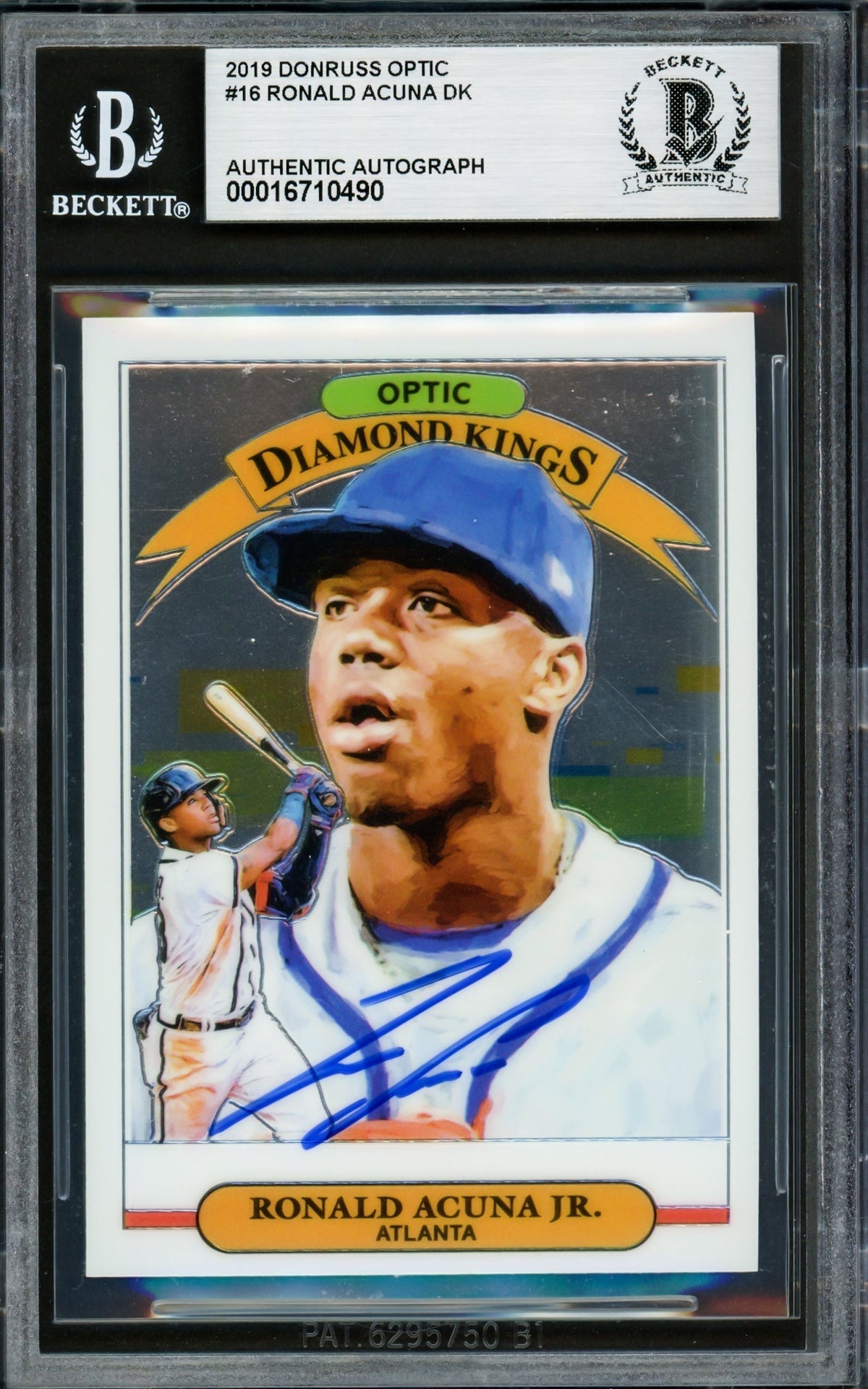 Ronald Acuna Jr. Autographed 2019 Donruss Optic Diamond Kings Card #16 Atlanta Braves Beckett Bas #16710490