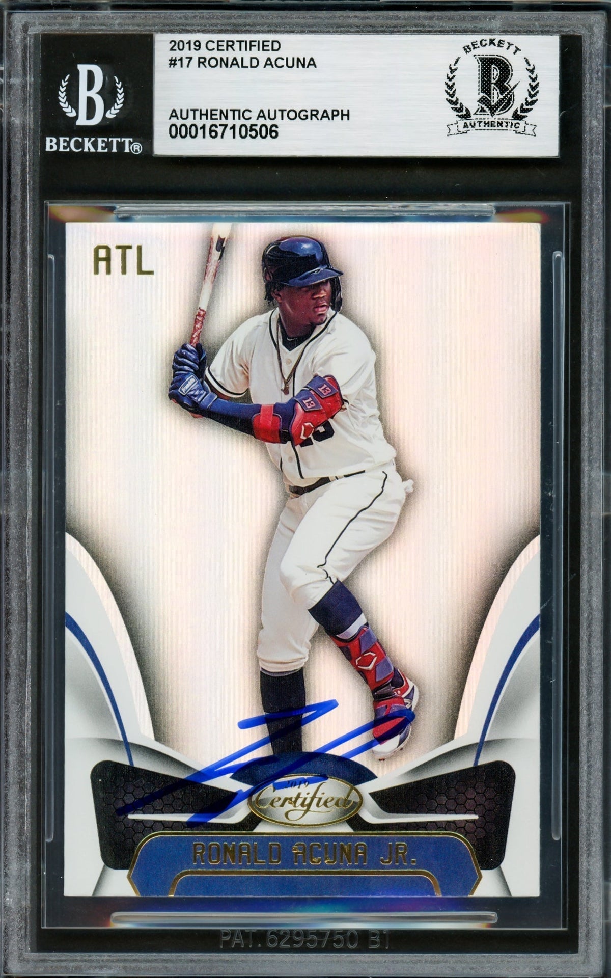 Ronald Acuna Jr. Autographed 2019 Panini Certified Card #17 Atlanta Braves Beckett Bas #16710506
