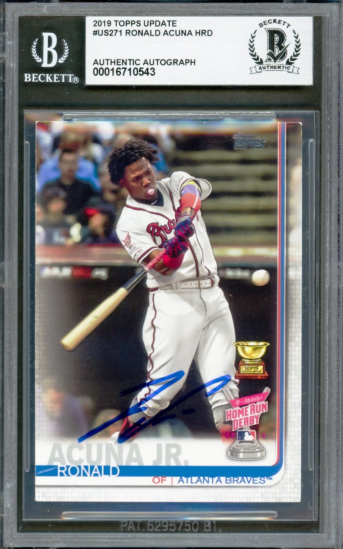 Ronald Acuna Jr. Autographed 2019 Topps Update Card #Us271 Atlanta Braves Beckett Bas #16710543