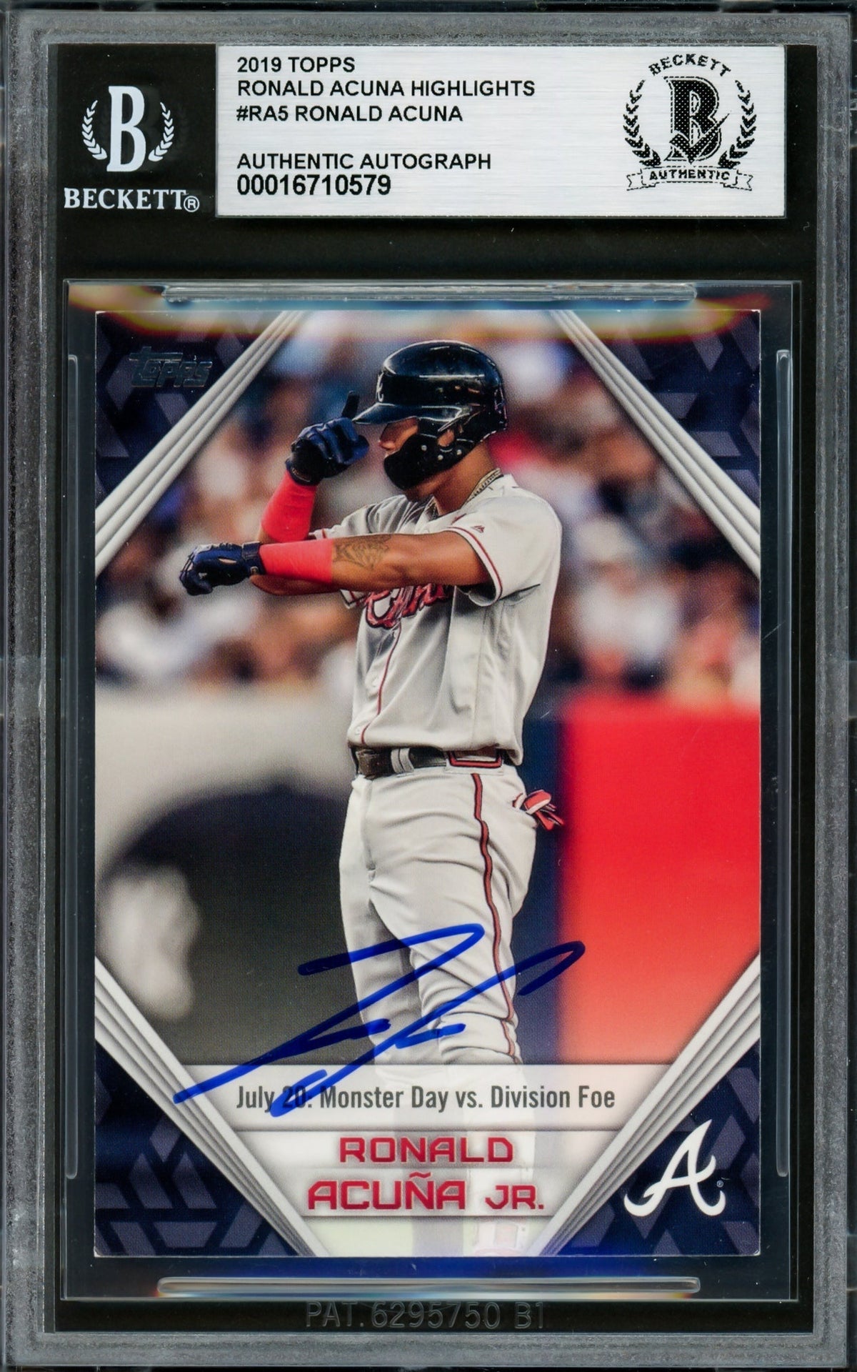 Ronald Acuna Jr. Autographed 2019 Topps Player Highlights Card #Ra-5 Atlanta Braves Beckett Bas #16710579