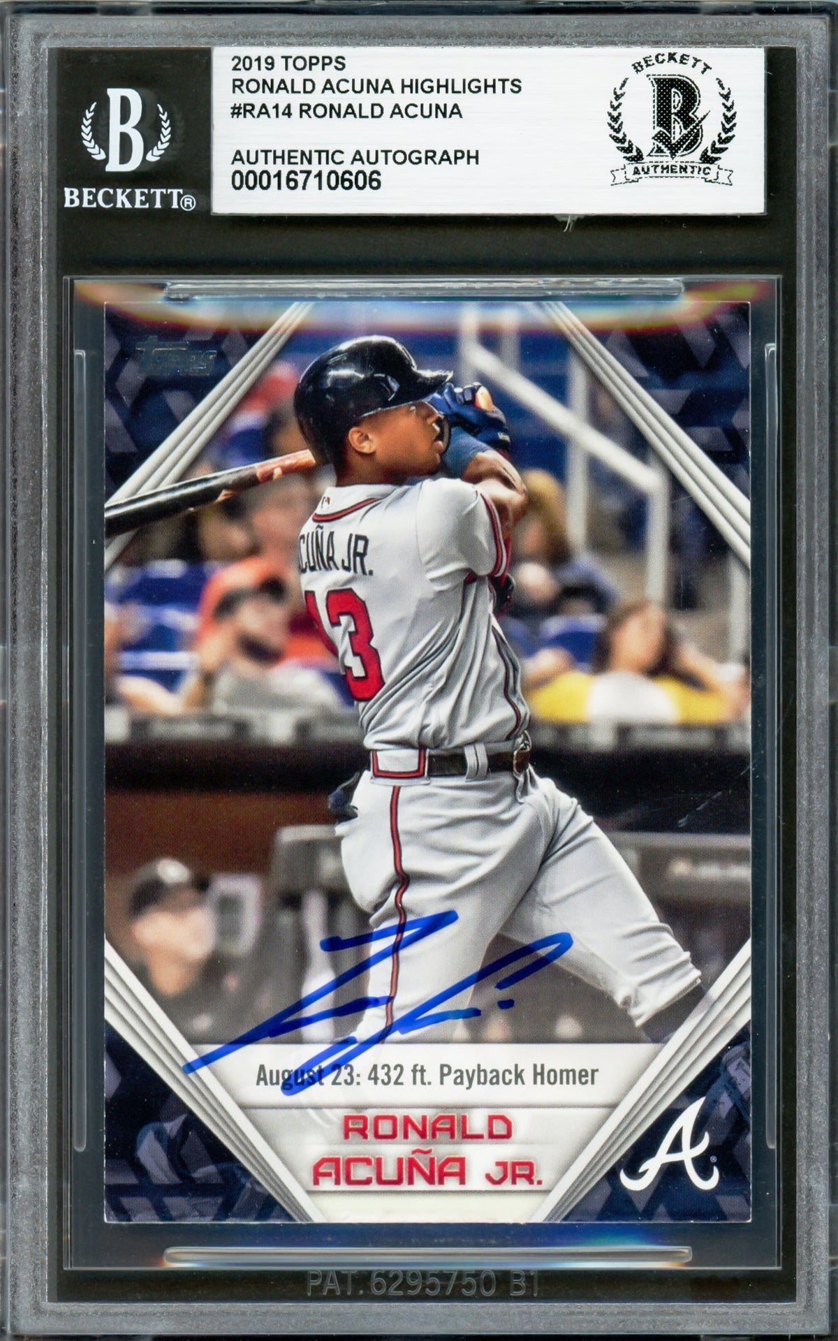 Ronald Acuna Jr. Autographed 2019 Topps Player Highlights Card #Ra-14 Atlanta Braves Beckett Bas #16710606