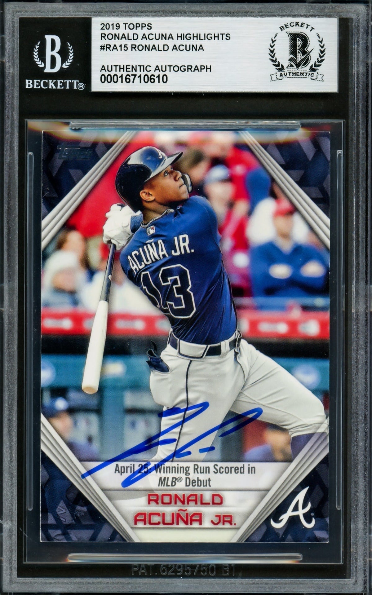 Ronald Acuna Jr. Autographed 2019 Topps Player Highlights Card #Ra-15 Atlanta Braves Beckett Bas #16710610