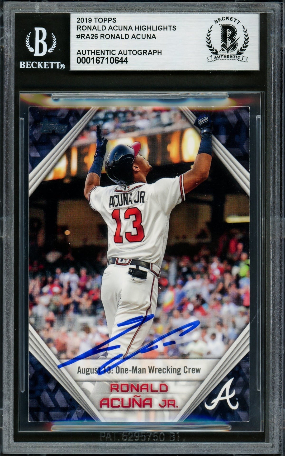 Ronald Acuna Jr. Autographed 2019 Topps Player Highlights Card #Ra-26 Atlanta Braves Beckett Bas #16710644