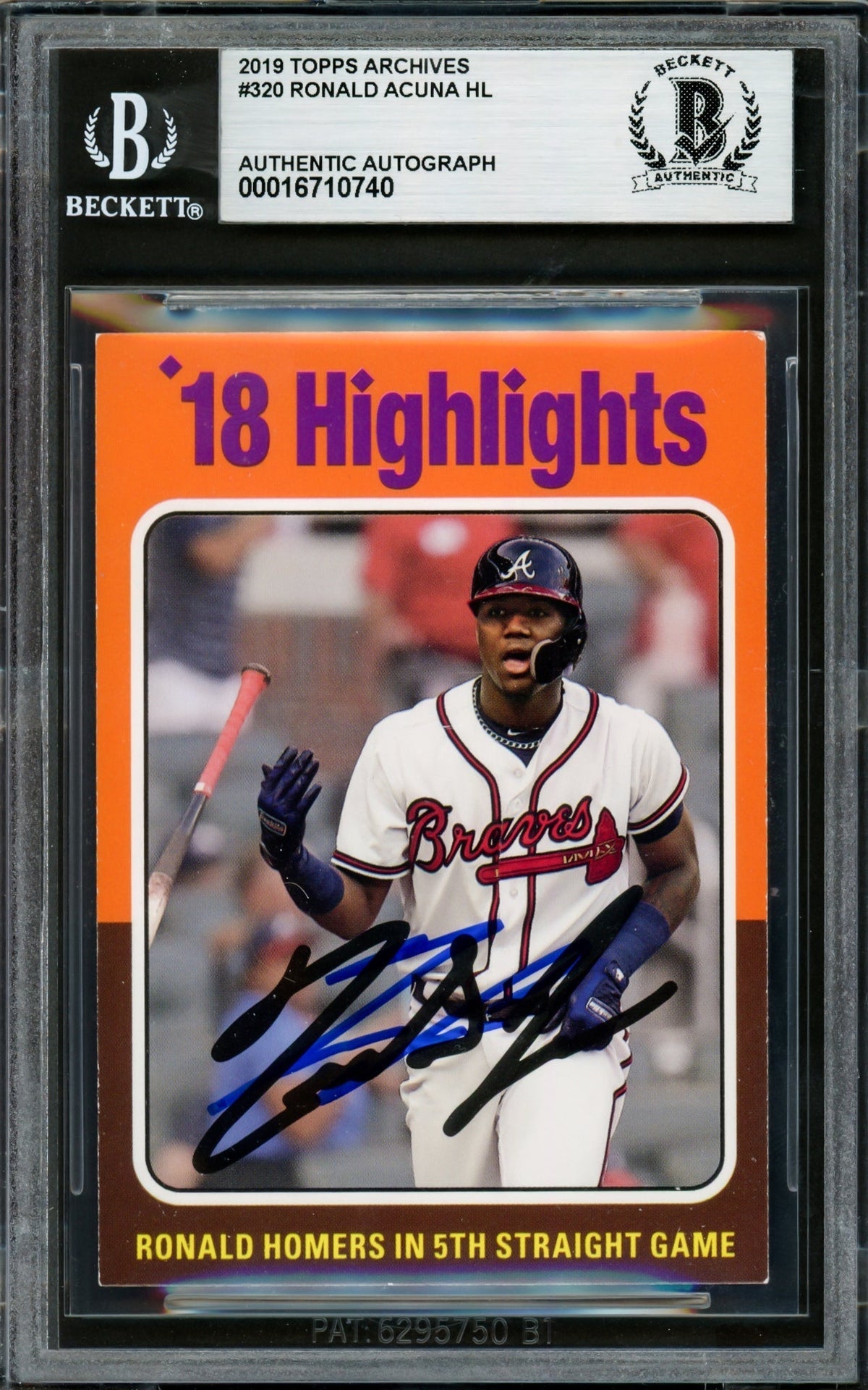 Ronald Acuna Jr. Autographed 2019 Topps Archives Card #320 Atlanta Braves Beckett Bas #16710740