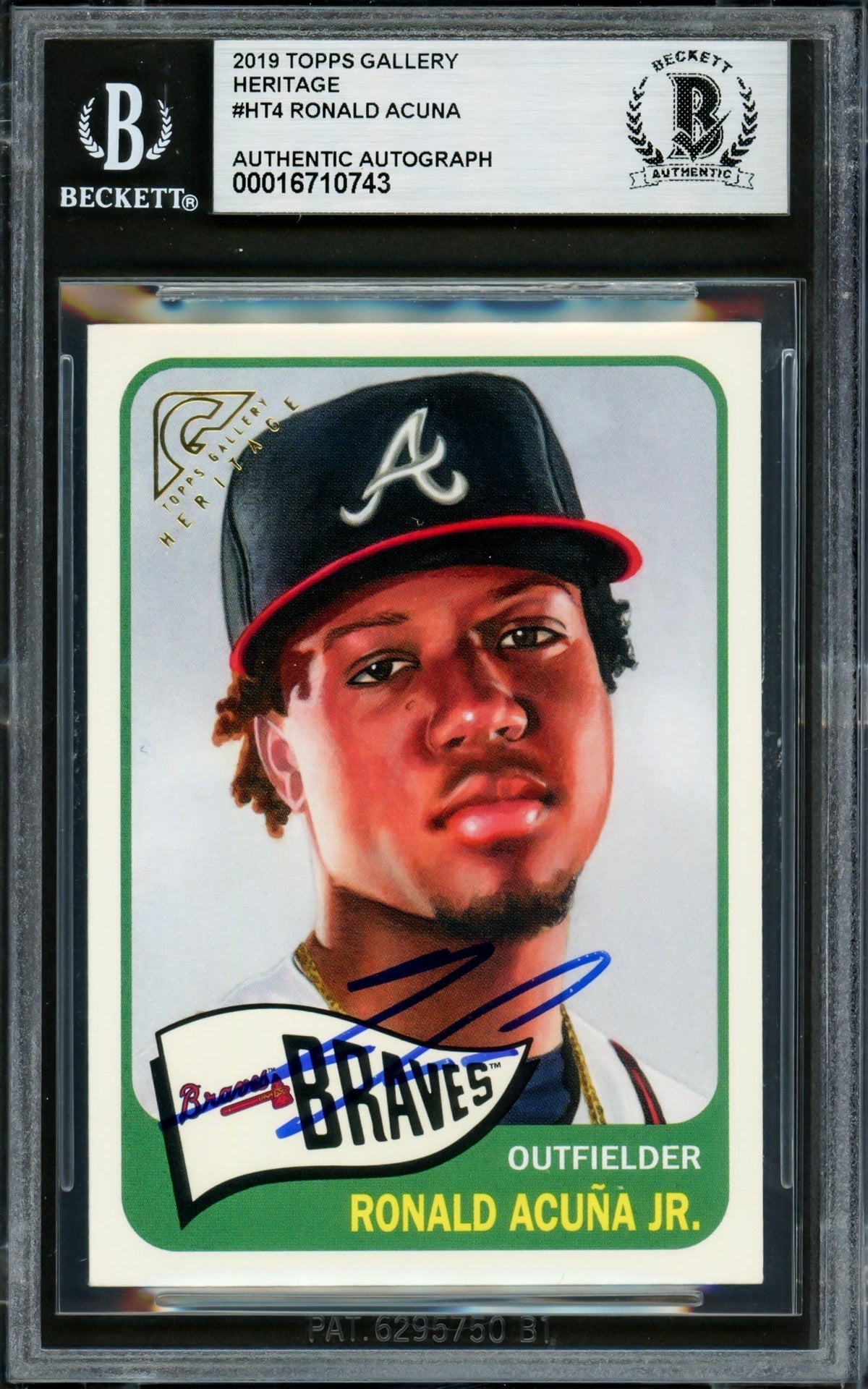 Ronald Acuna Jr. Autographed 2019 Topps Gallery Heritage Card #Ht4 Atlanta Braves Beckett Bas #16710743