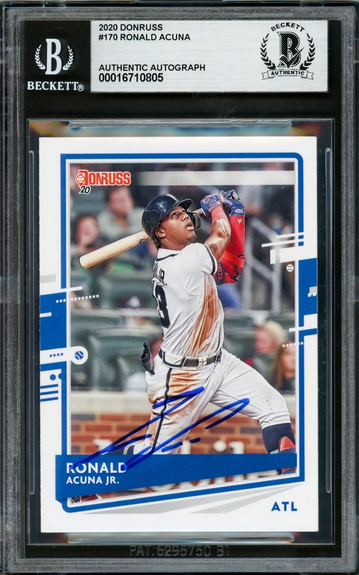 Ronald Acuna Jr. Autographed 2020 Donruss Card #170 Atlanta Braves Beckett Bas #16710805