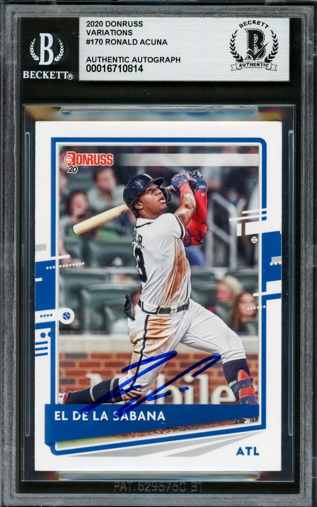 Ronald Acuna Jr. Autographed 2020 Donruss Variations Card #170 Atlanta Braves Beckett Bas #16710814