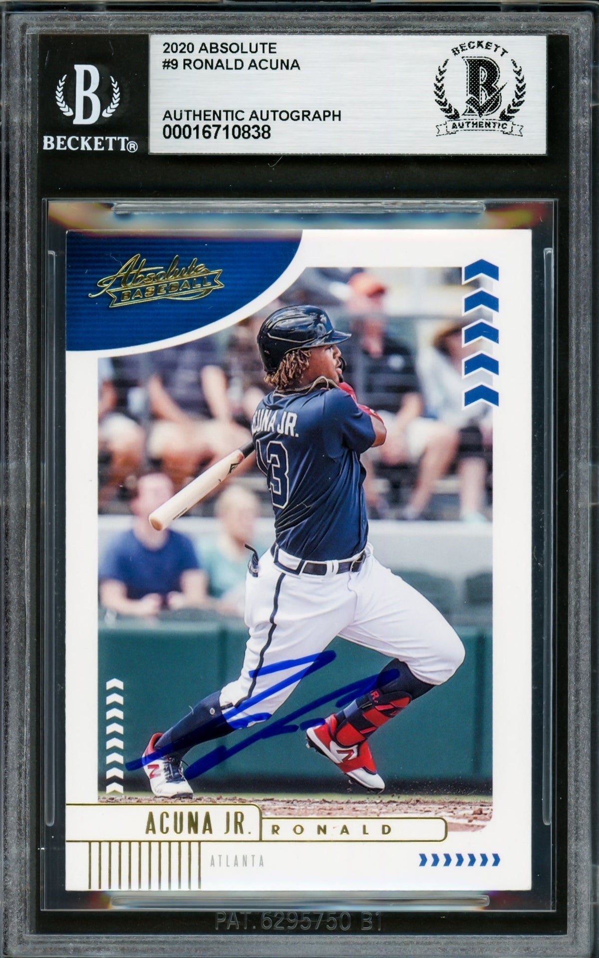 Ronald Acuna Jr. Autographed 2020 Panini Absolute Card #9 Atlanta Braves Beckett Bas #16710838