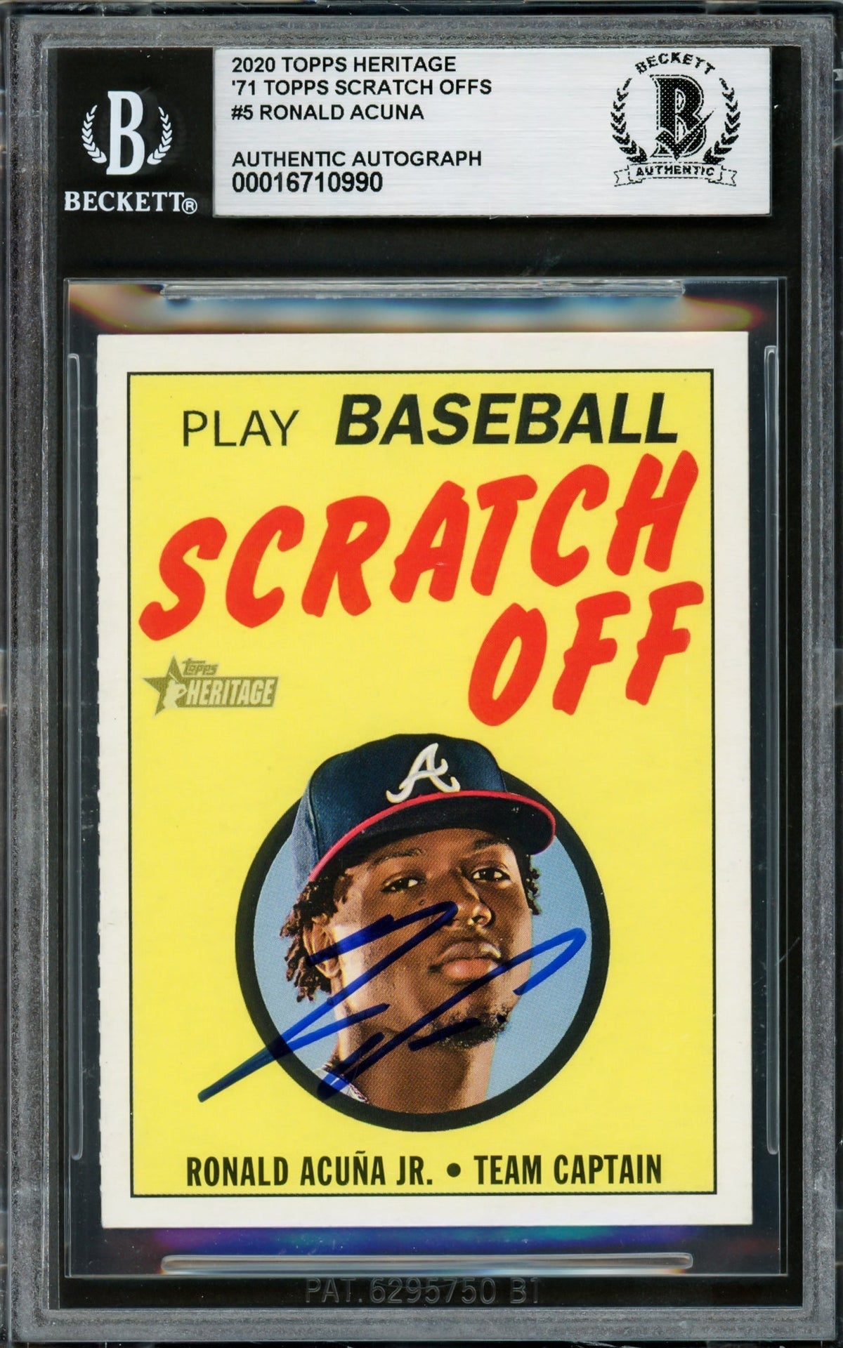 Ronald Acuna Jr. Autographed 2020 Topps Heritage Scratch Off Card #5 Atlanta Braves Beckett Bas #16710990