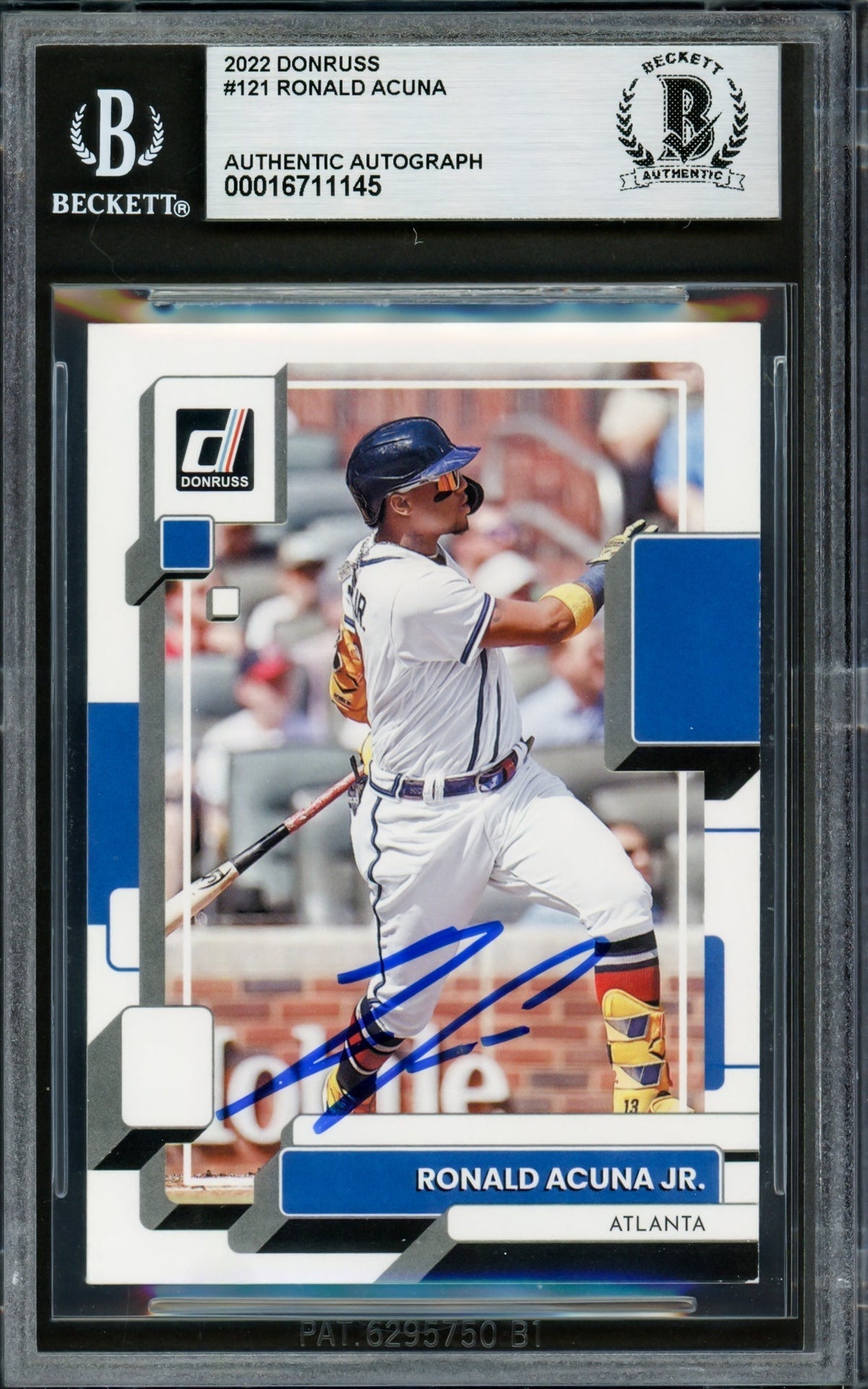 Ronald Acuna Jr. Autographed 2022 Donruss Card #121 Atlanta Braves Beckett Bas #16711145