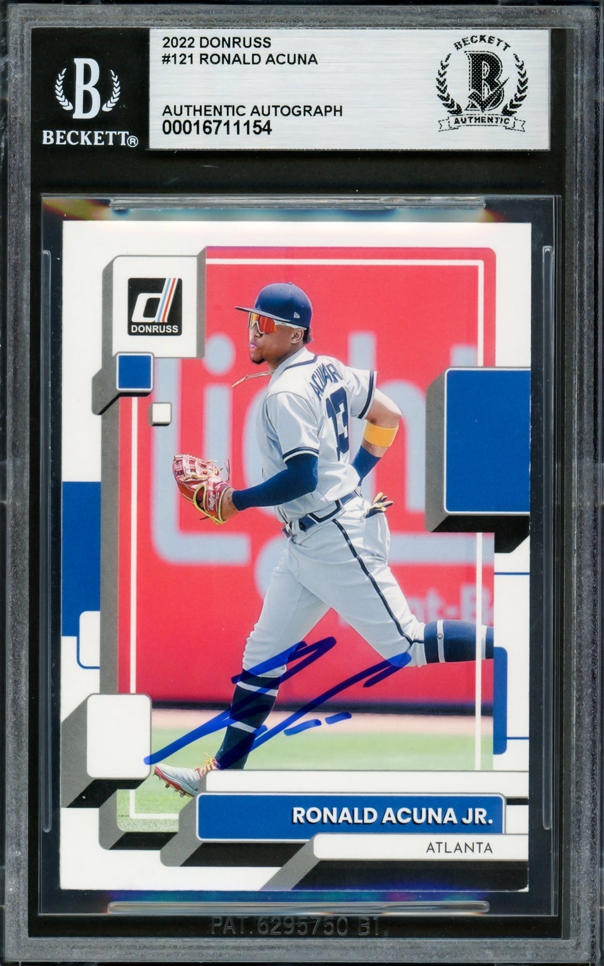 Ronald Acuna Jr. Autographed 2022 Donruss Variations Card #121 Atlanta Braves Beckett Bas #16711154