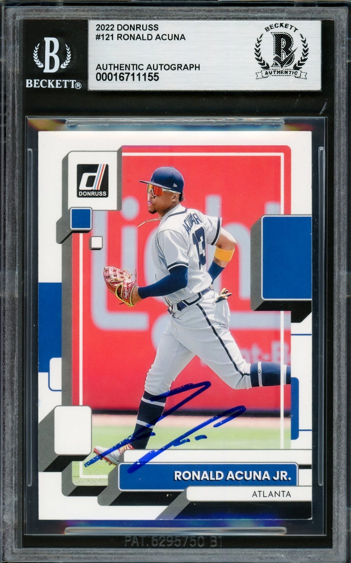 Ronald Acuna Jr. Autographed 2022 Donruss Variations Card #121 Atlanta Braves Beckett Bas #16711155