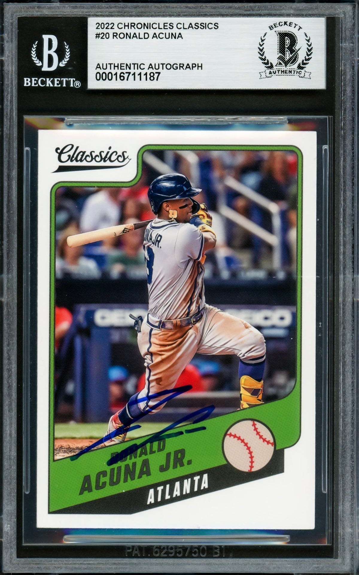 Ronald Acuna Jr. Autographed 2022 Panini Chronicles Classics Card #20 Atlanta Braves Beckett Bas #16711187