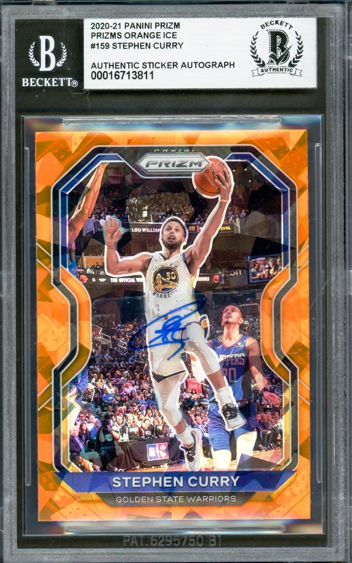 Stephen Curry Autographed 2020-21 Panini Prizm Orange Ice Card #159 Golden State Warriors Beckett Bas #16713811