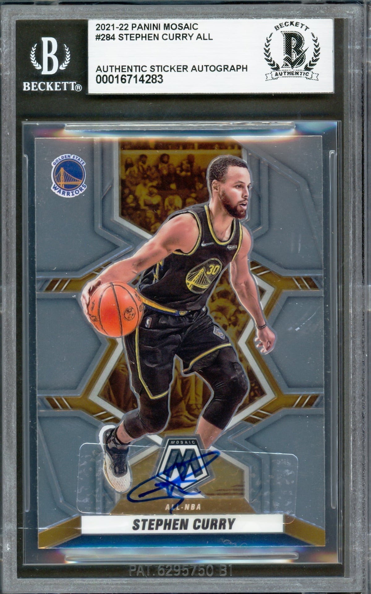 Stephen Curry Autographed 2021-22 Panini Mosaic Card #284 Golden State Warriors Beckett Bas #16714283